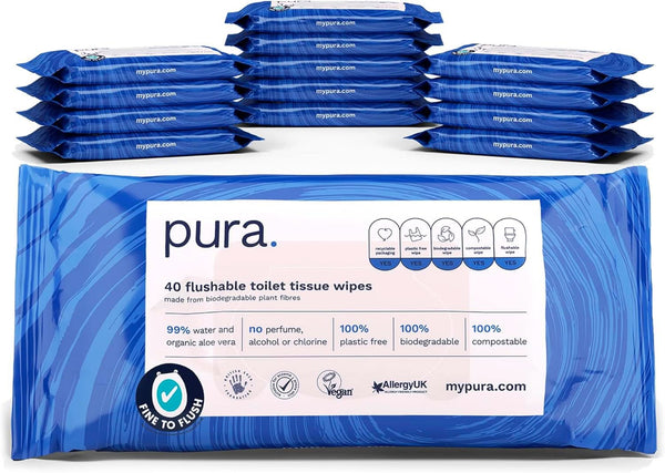 Șervețele umede Eco Flushable, fără plastic, sensibile și hrănitoare, certificate „Fine to Flush”, biodegradabile Servetele Umede Bebelusi Naty Shop 560 servetele
