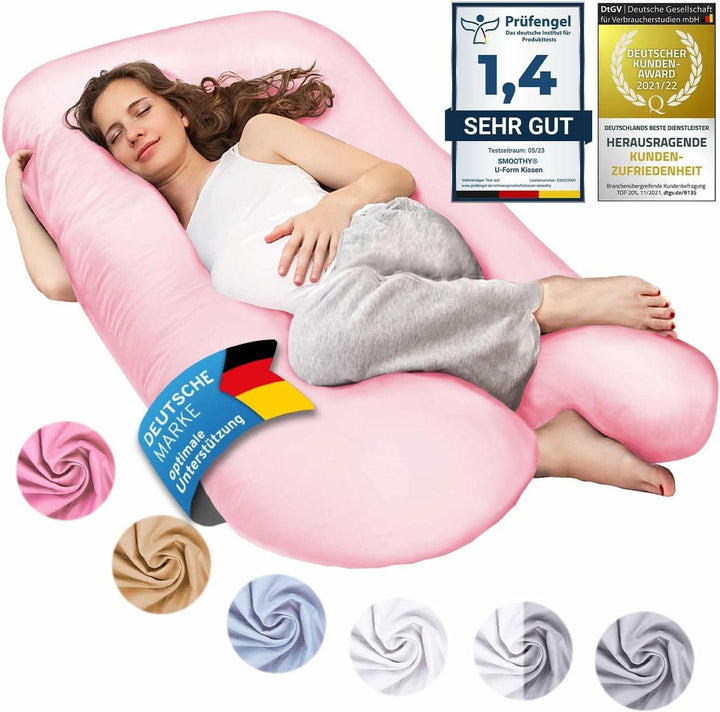 Pernă de sarcină SMOOTHY XXL, perna multifunctionala, Classic XXL, 150 X 80 cm, roz Accesorii Hrana si Alaptare Bebe Naty Shop Roz Junior Xl, 120 X 70 Cm