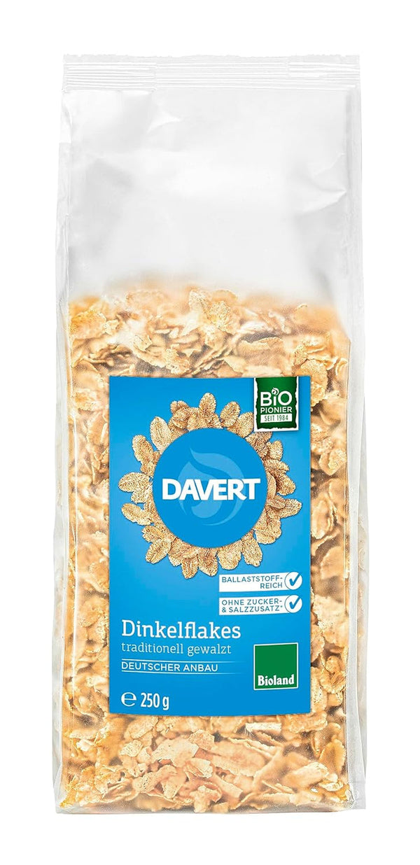 Davert Dinkelflakes Bioland 250G – Ohne Zucker- Und Salzzusatz, Mild Aromatisch Und Herrlich Knusprig – 100% Davert Bio-Qualität (1 X 250G) Cereale Naty Shop Default Title