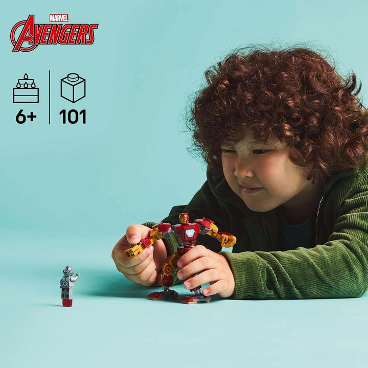 LEGO Marvel Iron Man Mech Vs. Ultron - Jucărie de supererou cu 2 minifigurine - Figură de acțiune cu brațe, picioare și degete mobile - Cadou pentru băieți și fete cu vârsta peste 6 ani 76307 Seturi de constructie Besuche den LEGO-Store