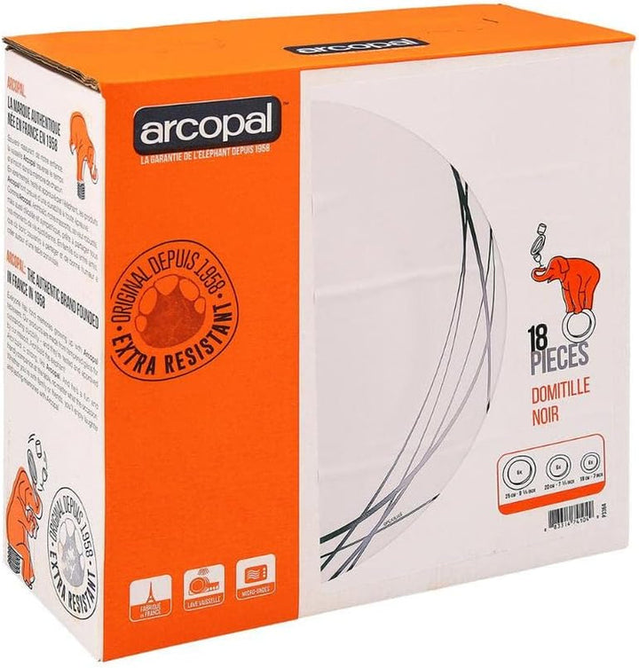 Luminarc Domitille Tafelservice, 18-Teilig, Opal, Keramik, Weiß Seturi vesela masa Naty Shop