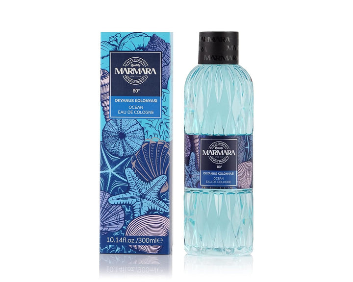 MARMARA BEAUTY Apă de colonie OCEAN 300 ml - Alcool 80° - Parfum răcoritor pentru femei și bărbați - Apă de colonie - Reîmprospătează, răcorește - EDC - Calmează - Colonia