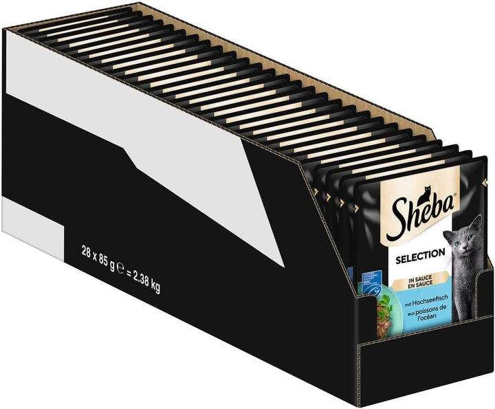 SHEBA Portion Pouch Hrană umedă pentru pisici Selection In Sauce With Salmon And Pollock Msc-Certified 28 X 85G