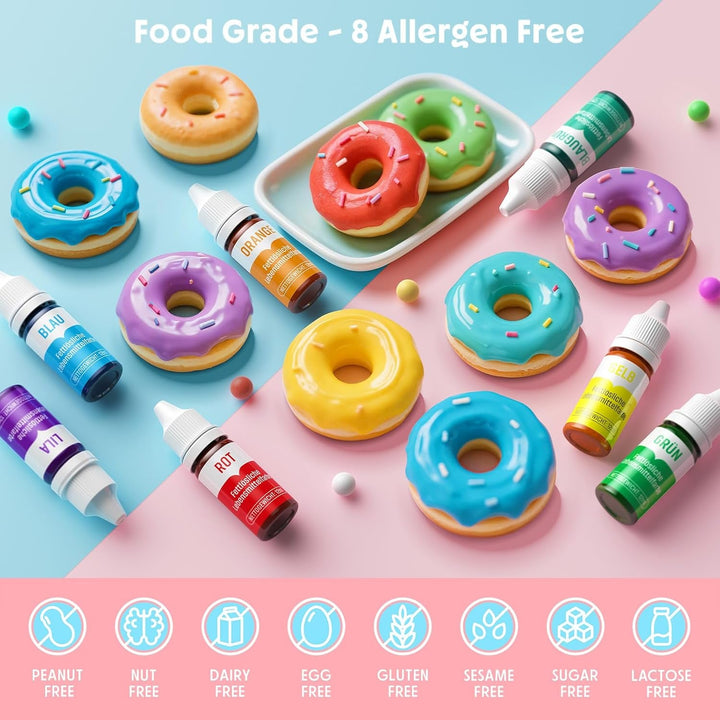 Colorant alimentar liposolubil 7 culori x 12 ml, colorant alimentar foarte concentrat pe bază de ulei pentru ciocolată, colorant alimentar pentru decorarea torturilor, brioșe, copt, glazură, fondant