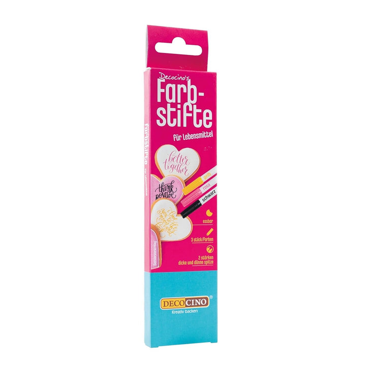 DECOCINO Lebensmittel-Farbstifte –3Er Set – Essbare Filzstifte Mit Lebensmittel-Farbe – Zum Verzieren Von Kuchen, Torten Uvm. – Glutenfrei & Laktosefrei Coloranti Alimentari Naty Shop