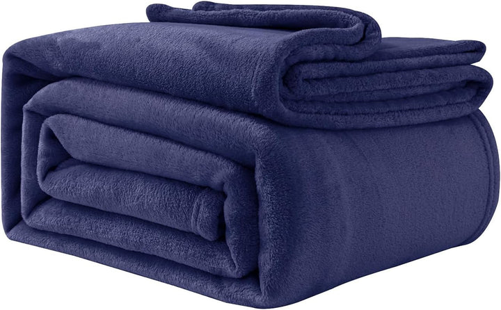 Pătură confortabilă Pătură pufoasă din fleece 130 X 150 cm Pături de pat Pătură de canapea Pături moi mari și aruncări pentru adulți Aruncări pentru canapele Cald Lavabil la mașină Negru Paturi si Cuverturi Good Nite Albastru marin 230 X 270 Cm