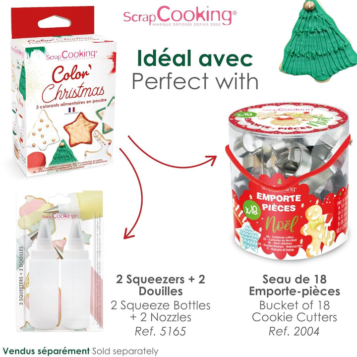 Scrapcooking - Set de 3 coloranți alimentari pulbere, Crăciun - roșu, verde, auriu Coloranti Alimentari Naty Shop
