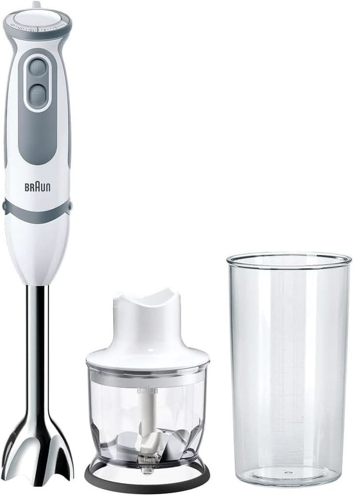 Braun Stabmixer MQ 5200WH - Multiquick 5 Vario Pürierstab Mit Edelstahl Mixfuß, 1000 Watt, Inkl. 600 Ml Mix- & Messbecher, Weiß/Grau Bucatarie Naty Shop Version 2019 – Zerkleinerer