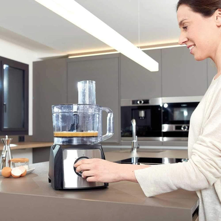 Black+Decker BXFPA1200E - Küchenmaschine 1.200W, Behälter 1,5L, 2 Geschwindigkeiten/Turbo-Funktion, +8 Zubehörteile, Anti-Fingerprint-Edelstahloberflächen, Klingen Und Scheiben Aus Edelstahl; Bpa-Frei Mama si Copilul Naty Shop