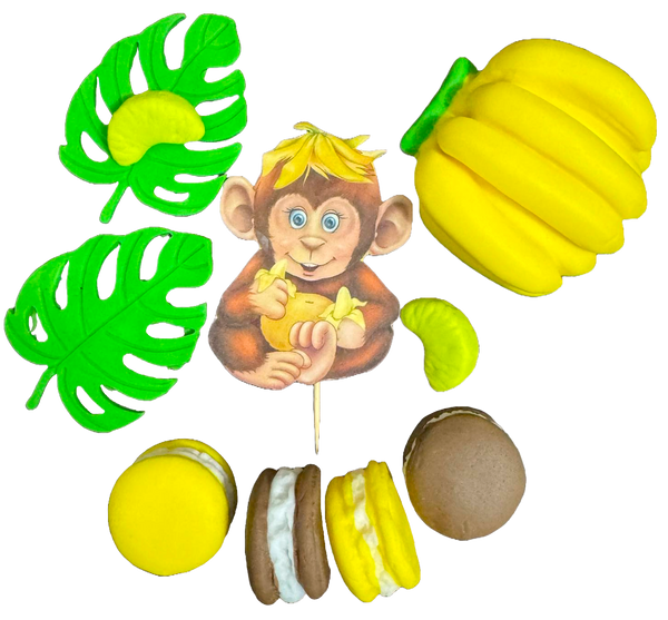 Set 10 decoratiuni comestibile din zahar, Maimuta Decoratiuni din Pasta de Zahar Nati Shop