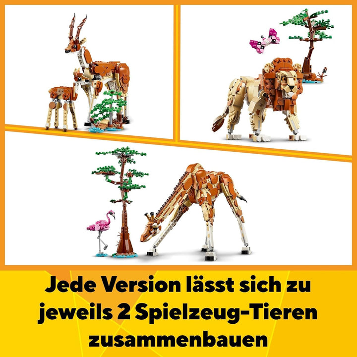 LEGO Creator 3In1 Animal Safari, set creativ cu figurine de animale, 3 opțiuni de construcție: Girafă de jucărie, gazelă și leu, animale de jucărie pentru fete și băieți, cadou natural pentru copii cu vârsta de 9+ 31150 Seturi de constructie Besuche den LEGO-Store