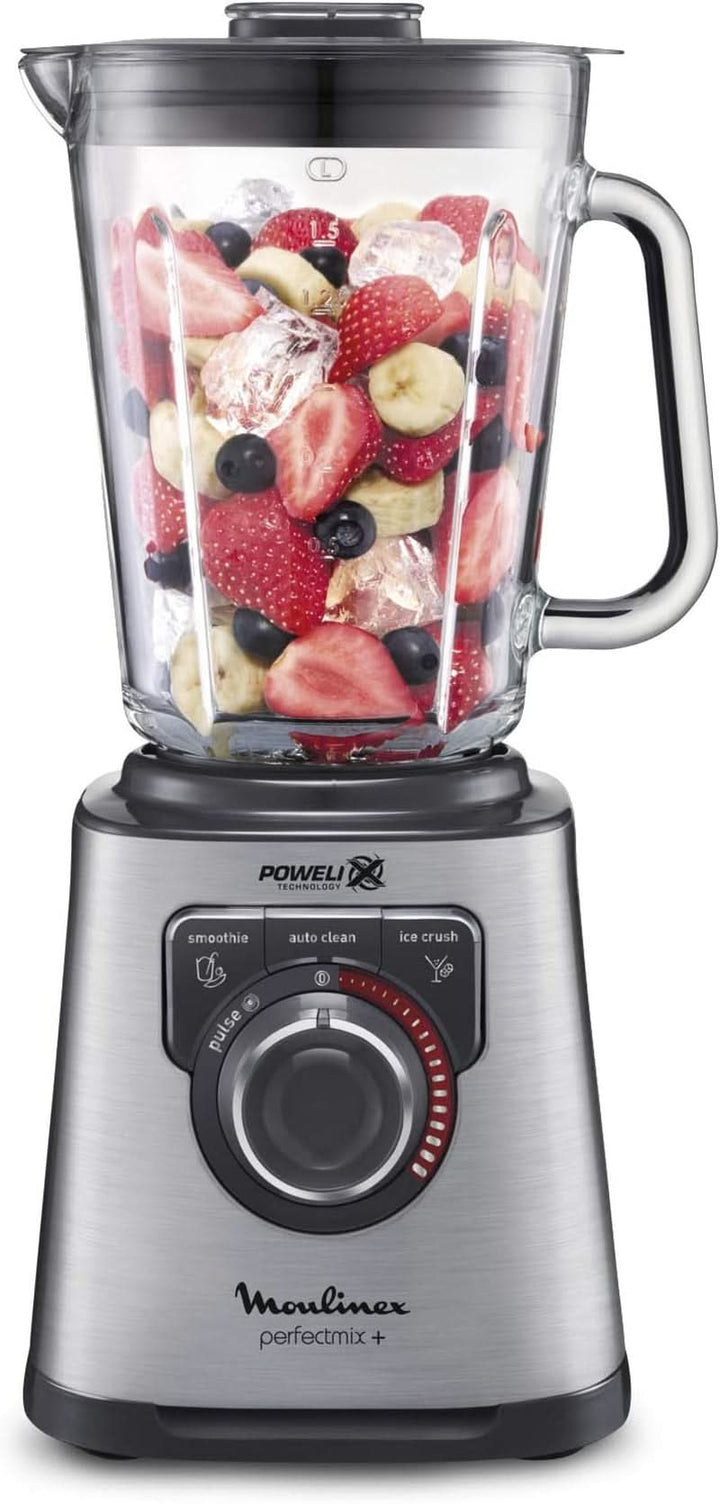 Perfect Mix + LM811D10 - 1200-W-Mixer, Glasierter Edelstahl, Hintergrundbeleuchteter Geschwindigkeitsregler, 3 Programme, Manueller Und Automatischer Reinigungsmodus Mama si Copilul Naty Shop