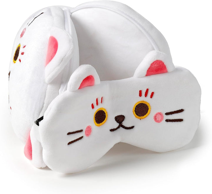 Pernă de călătorie cu mască Relaxeazzz - Maneki Neko pisica norocos farmec Perne calatorie Naty Shop