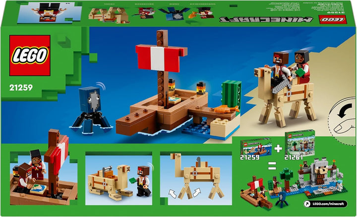 LEGO Minecraft The Pirate Ship Voyage, navă de jucărie cu figuri de pirați, calmar și cămilă, jucărie de construcție pentru jocuri de rol, cadou pentru băieți și fete de la 8 ani 21259 Seturi de constructie Besuche den LEGO-Store