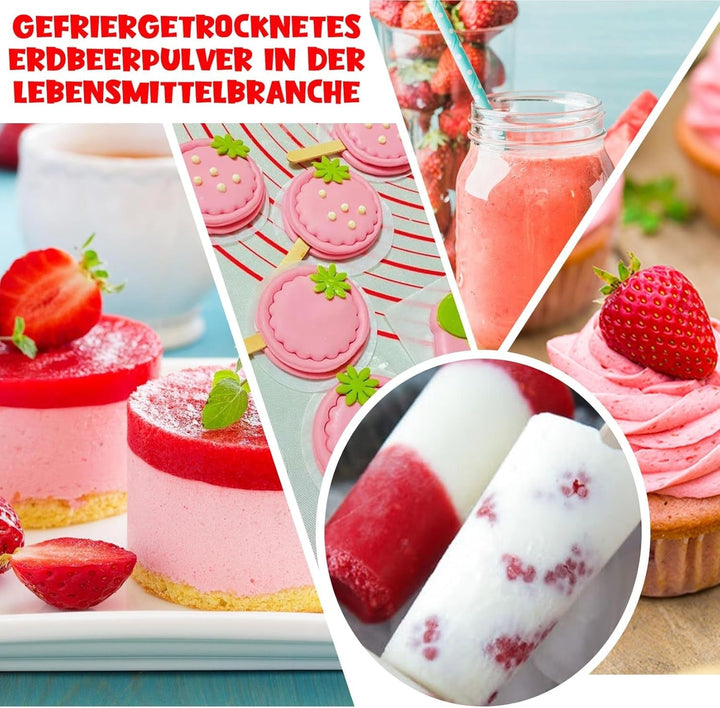 Pudră de căpșuni 120g - 100% căpșuni naturale Liofilizate, fără aditivi Amestecare ușoară Căpșuni nutritive, liofilizate pentru înghețată, prăjituri, smoothie-uri, băuturi, pudră aromatică Produse deshidratate Naty Shop