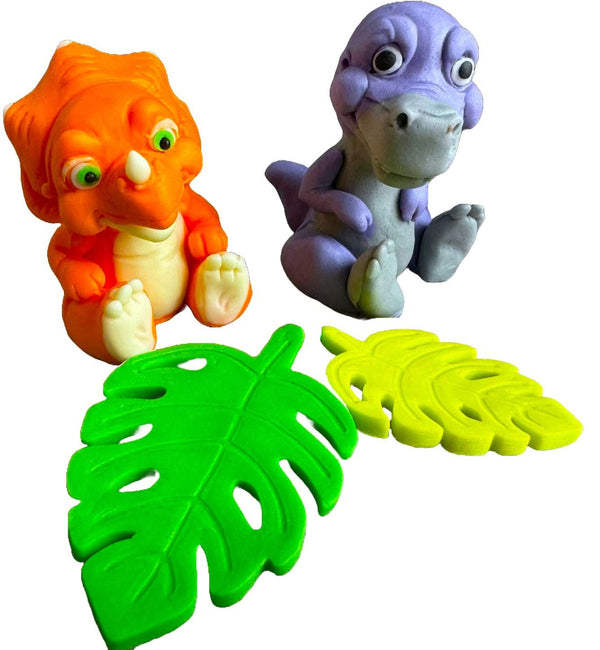 Set 4 decoratiuni comestibile din zahar, Dinozauri Decoratiuni din Pasta de Zahar Nati Shop