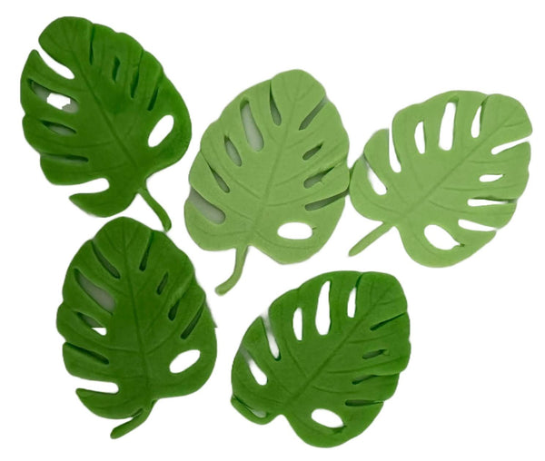 Set 5 decoratiuni comestibile din zahar, Frunze exotice Decoratiuni din Pasta de Zahar Nati Shop
