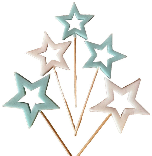 Set 5 decoratiuni comestibile din zahar, Stelute Decoratiuni din Pasta de Zahar Nati Shop