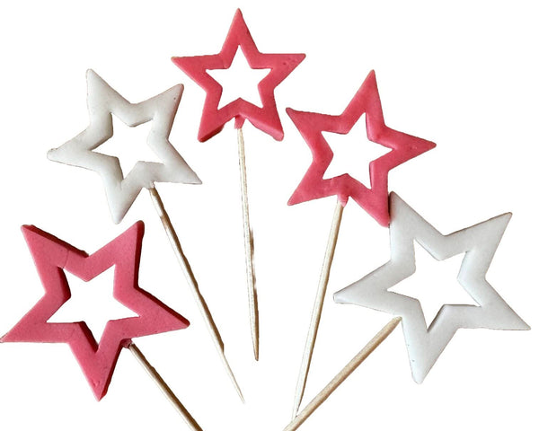 Set 5 decoratiuni comestibile din zahar, Stelute Decoratiuni din Pasta de Zahar Nati Shop
