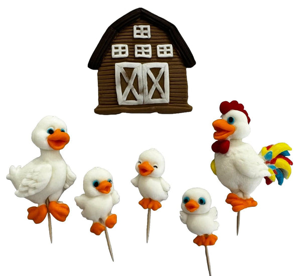 Set 6 decoratiuni comestibile din zahar, Ferma Decoratiuni din Pasta de Zahar Nati Shop