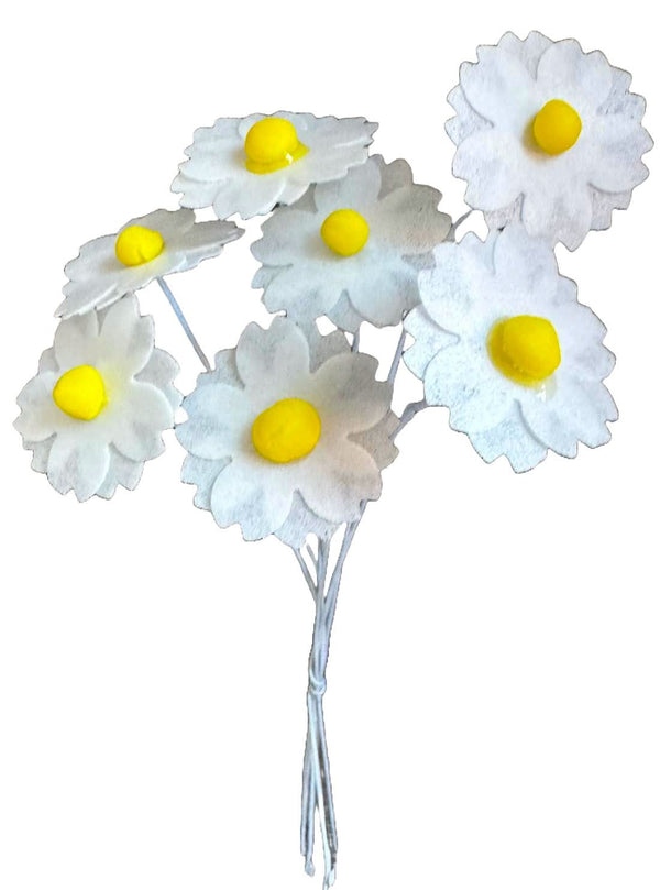 Set 7 decoratiuni comestibile din vafa de napolitana, Flori albe Decoratiuni din Pasta de Zahar Nati Shop